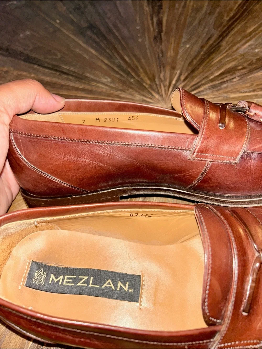 Mezlan Cognac Leather Tassel Loafers